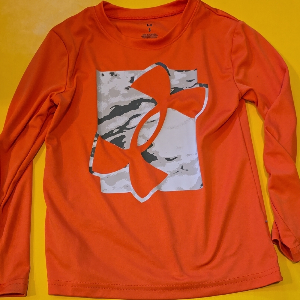 Boys Under Armour Orange Long Sleeve Shirt